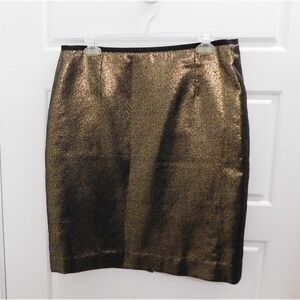 Tory Burch Bronze Black Metallic‎ Knee Length Pleated Skirt sz 12